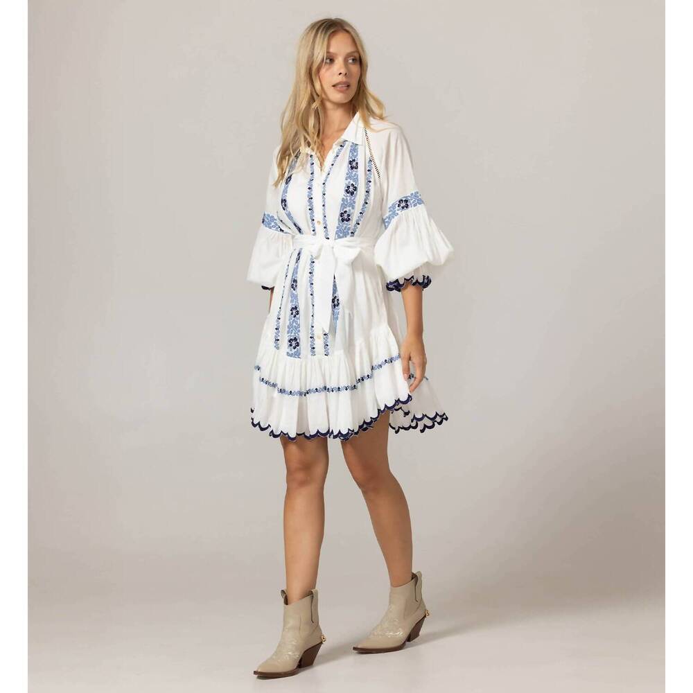 NEW MISS JUNE PARIS bellerose mini dress in white/blue